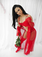 Load image into Gallery viewer, Teaser Sheer Robe|| Red
